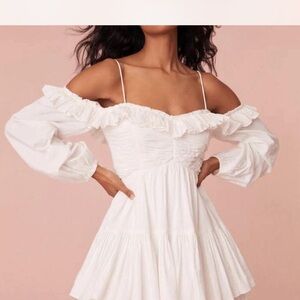 LoveShackFancy White Ruffle Mini Dress